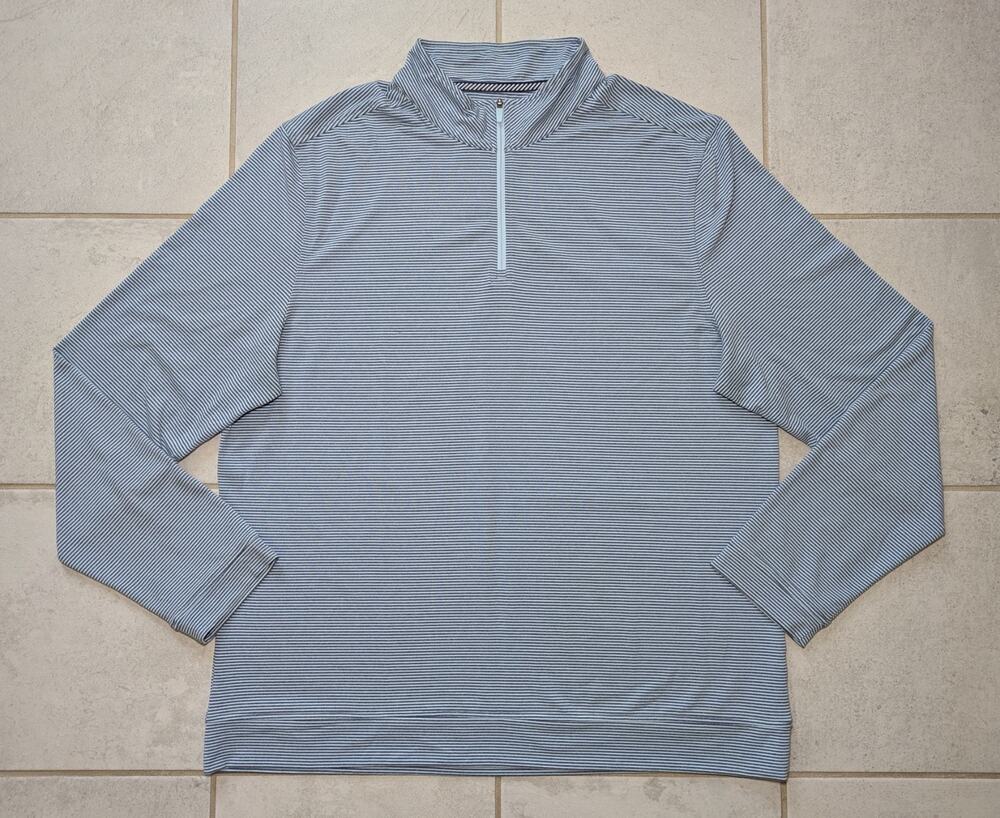 Southern Tide Men's XL Pullover Sweatshirt Blue Stripe Quarter Zip Long Sleeve